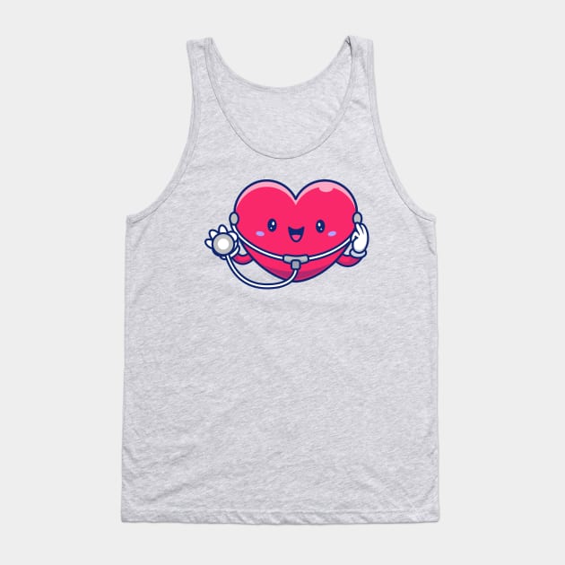 Cute Heart With Stethoscope Cartoon Tank Top by Catalyst Labs